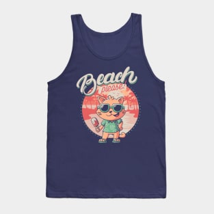Beach Please - Funny Summer Cat Gift Tank Top